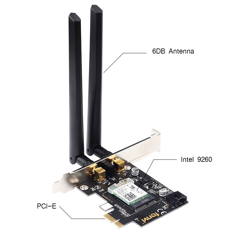 Ordenador de escritorio inalámbrico Intel 9260 9260ac banda Dual 1730Mbps MU-MIMO Windows 10 WiFi Bluetooth 5,0 PCI-E 1X tarjeta