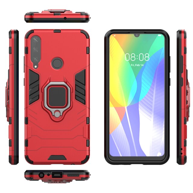 Coque blindée antichoc pour Huawei, pouces, Y6P, 6.3: For Huawei Y6P / Red