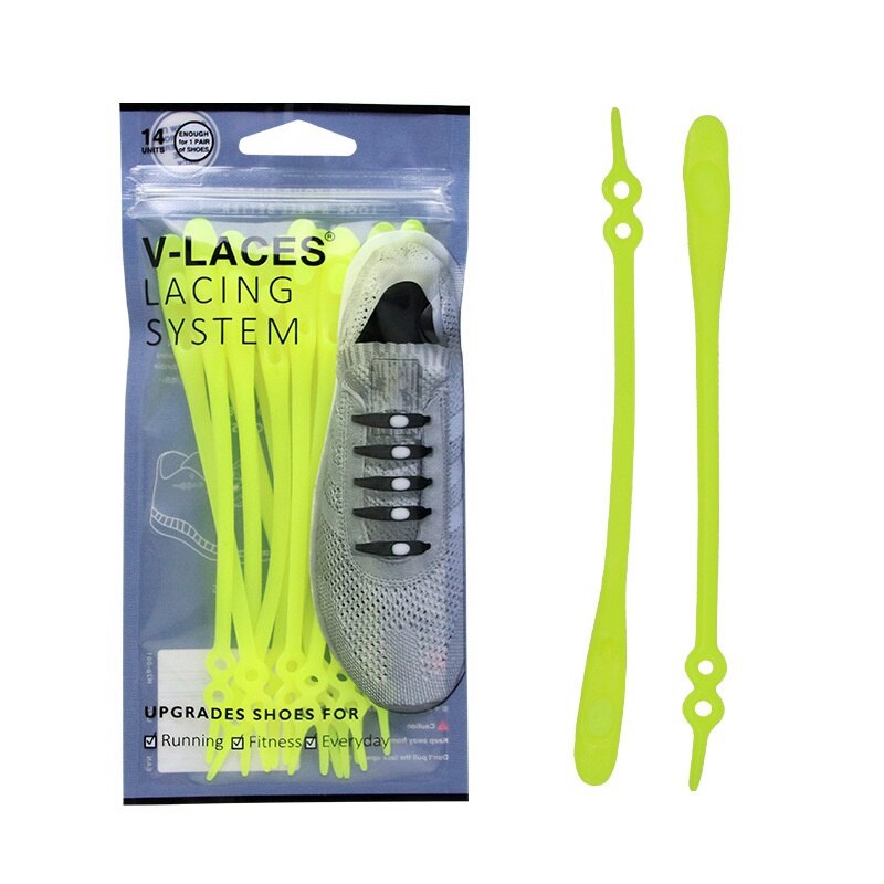 14 stuks/set Stretch Siliconen Veters Sport Kant Kinderen \'s Volwassen Veters Luie Kraag Kant: Geel