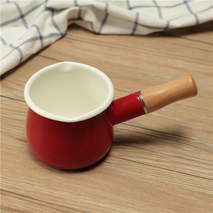 Japansk mini mælkepande elektromagnetisk ovn porcelæn emalje smør pande enkelt håndtag baby komfur kasserolle lille gryde: B