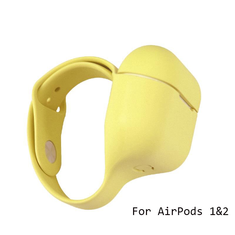 Full Protect Soft Case For Apple AirPods Pro 3 2 1 Wrist Band Sports Case For Air Pods 3 2 1 Pro Silicon Portable Bag Cover Capa: Yellow For 1 2