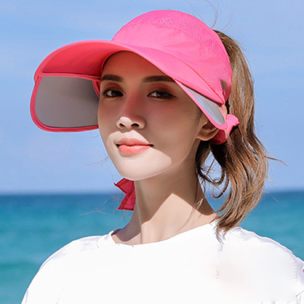 gorra de sol retráctil para mujer gorra de sol unisex UV sombrero gorra de playa: rose red