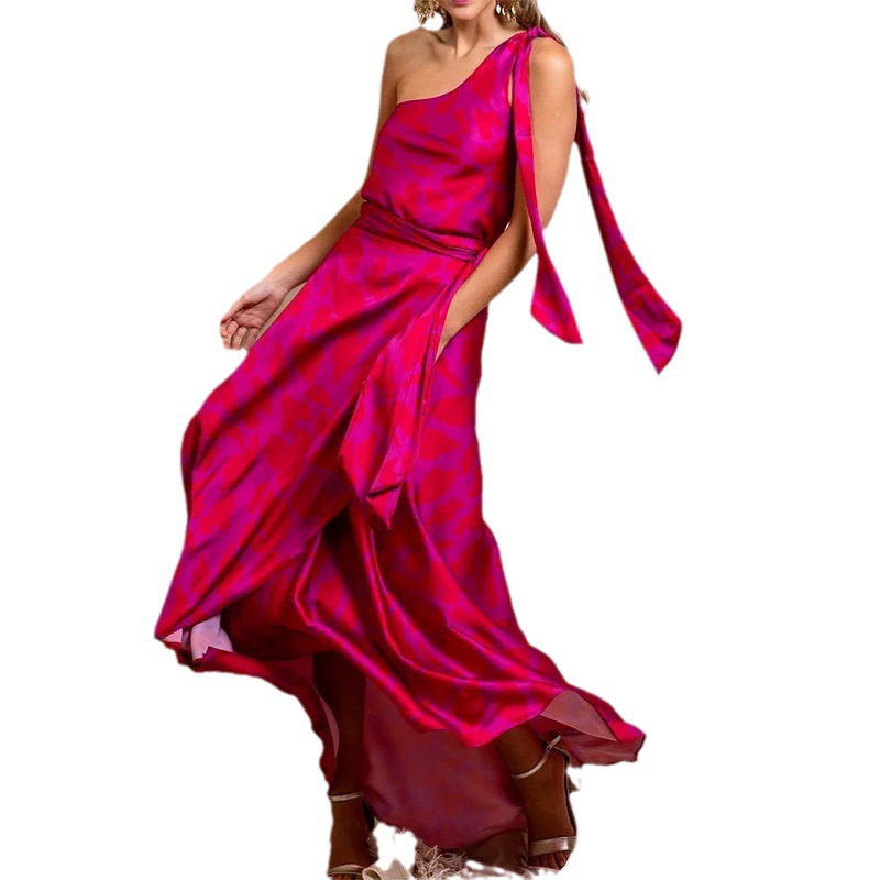 Blomsterprint lange kjoler kvinder off shoulder snørekjole løs høj talje bryllup boho sommer sexet fest vestidos