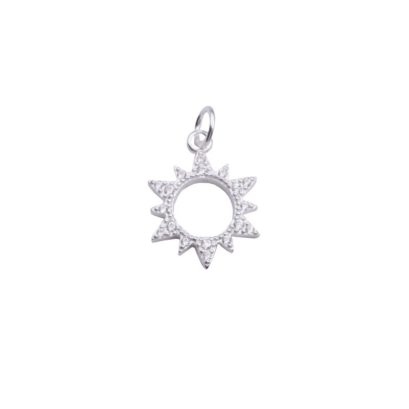 Argento Sterling 925 fantasia zircone pavimentato sole ciondola gli amuleti Entrie S925 collana in argento pendenti gioielli fai da te fare regalo di natale