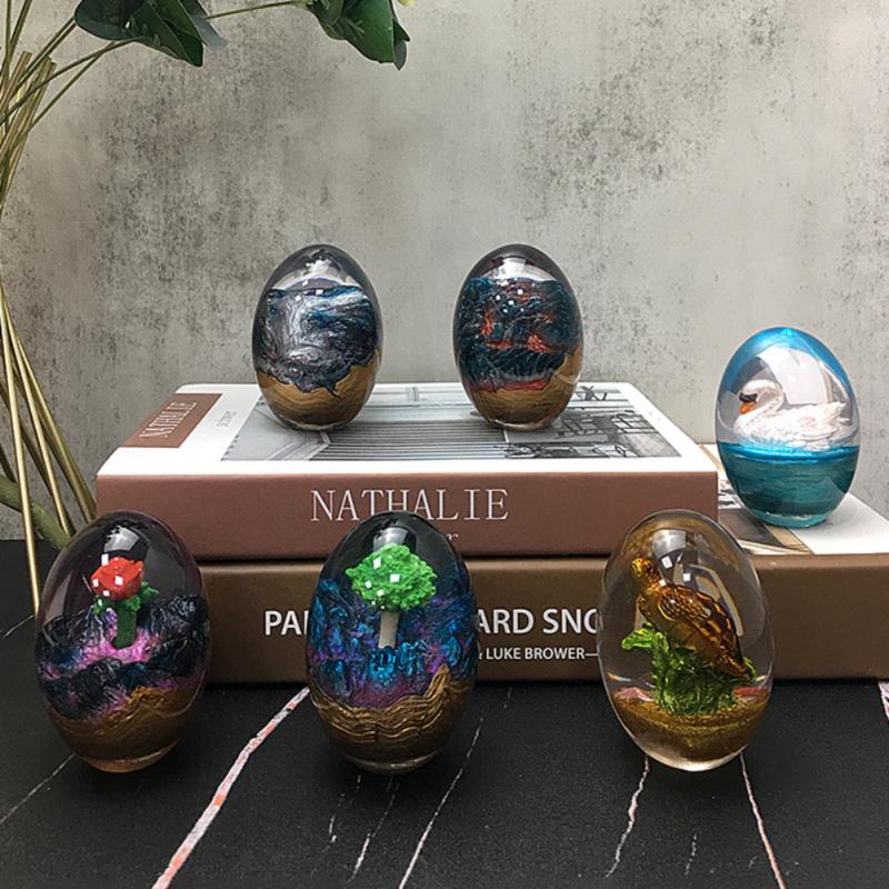 Crystal world Dragon Egg Ornamental Collection Decor Dinosaur Egg Statue Resin starry sky Egg Minerale Gemstone Home Decoration