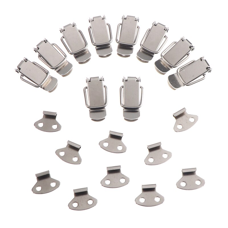 10set Cabinet Box Locks Spring Loaded Latch Catch Toggle 43*15mm Iron Hasps