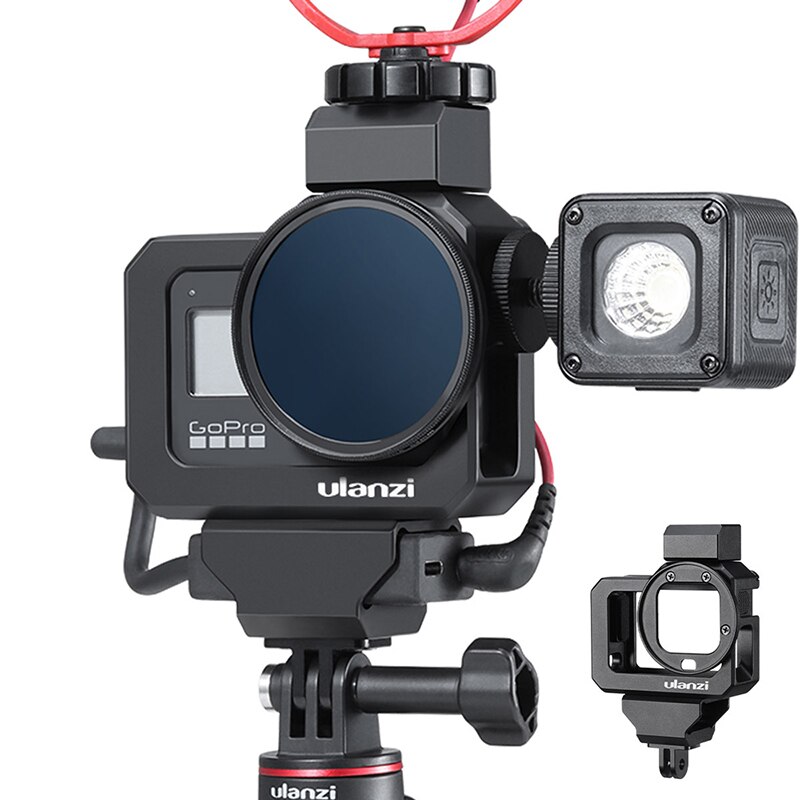 Ulanzi GoPro8 Metalen Vlog Kooi Voor Led Mic Dual Cold Shoe Adapter Mount 52 Mm Filter Adapter Voor Gopro Hero 8 Zwarte Camera
