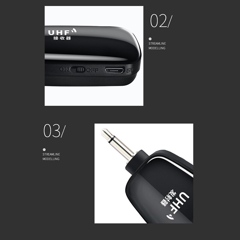 Wireless Guitar Transmitter Receiver Set Wireless Guitar System 4 Channels for Electric Guitar Bass (Black)