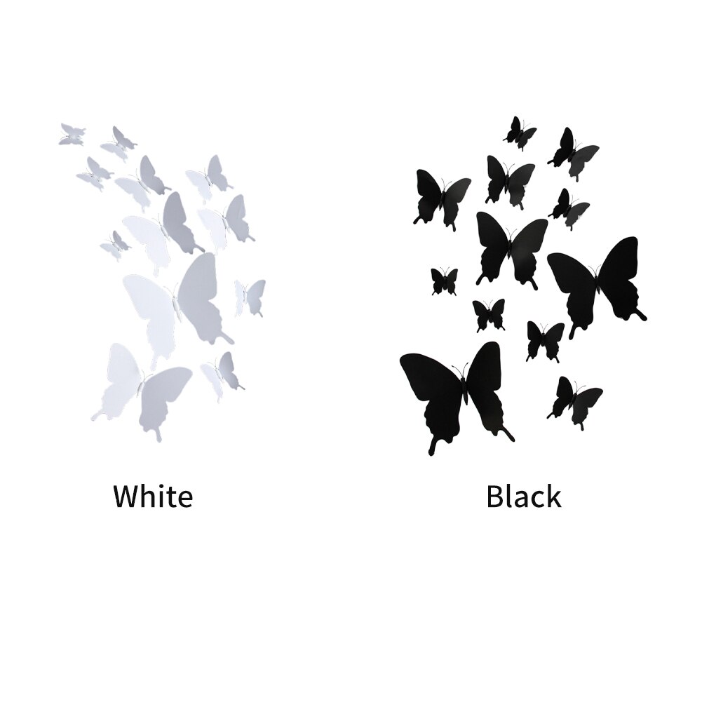 12pcs 3D Butterfly With Magnet Wall Sticker Removable Party Window Single Layer Home Decor Fridge PVC DIY Decals Living Room