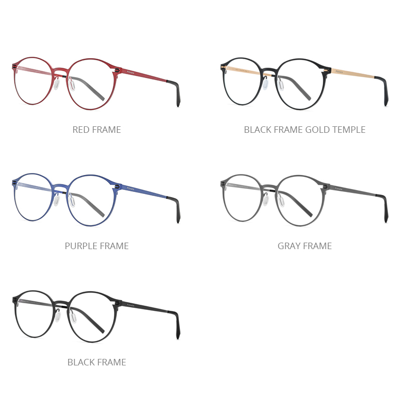 FONEX Pure Titanium Glasses Frame Women Retro Round Prescription Eyeglasses Men Antiskid Optical Screwless Eyewear 8530