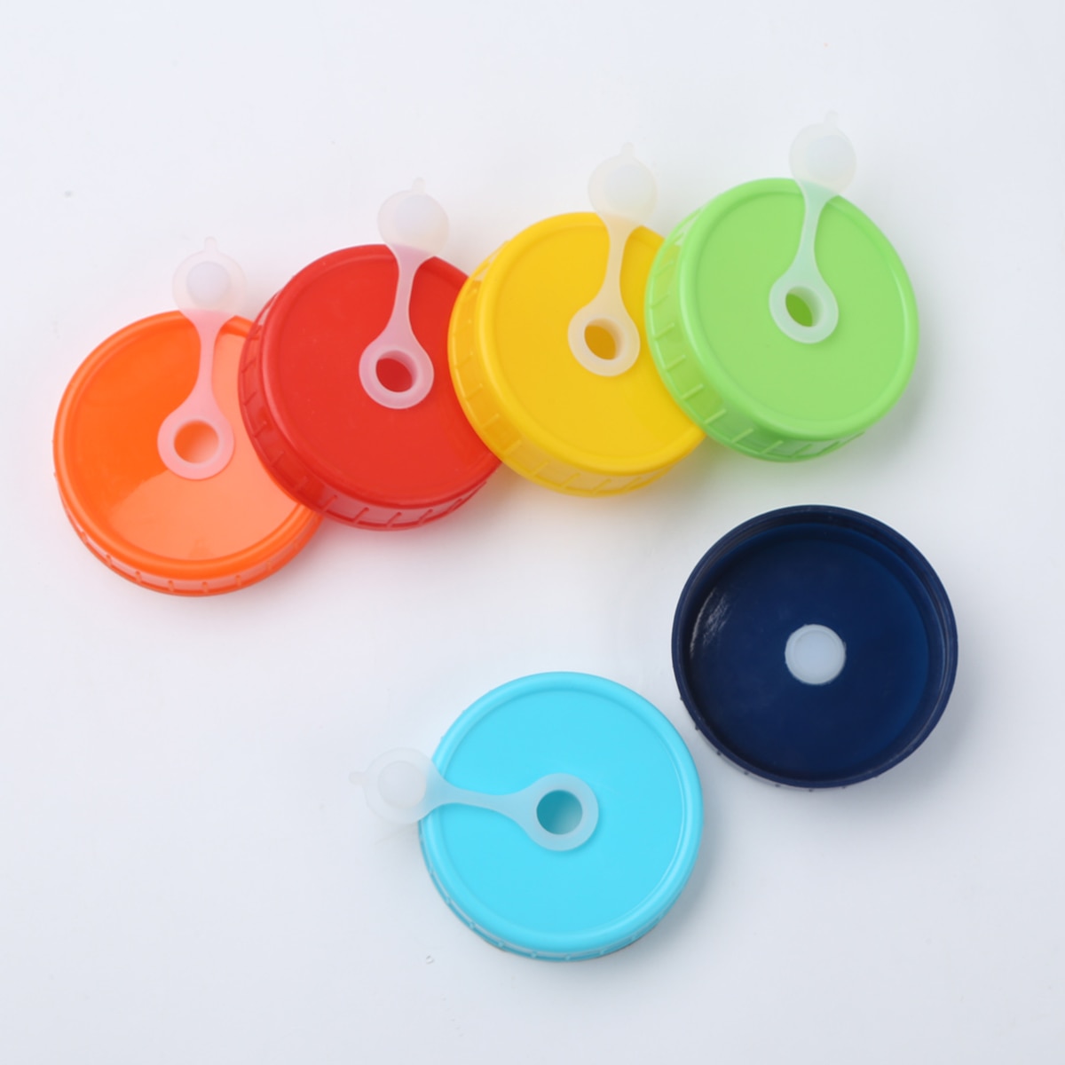 70mm/86mm Plastic Mason Jar Lids with Straw Hole Replacement Caps Lids for Mason Jars Canning Drinking and Food Storage