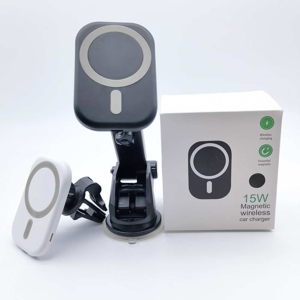 15W Magnetic Car Wireless Charger - Fast Charging Holder for iPhone 12 Series - Type-C
