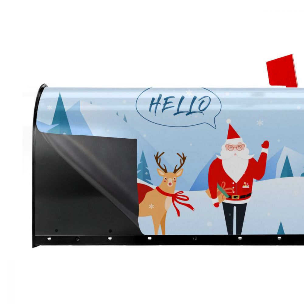 Santa Say Hello Merry Christmas Mailbox Cover Happy Year Mailbox Wraps Magnetic Post Box Cover for Garden Yard