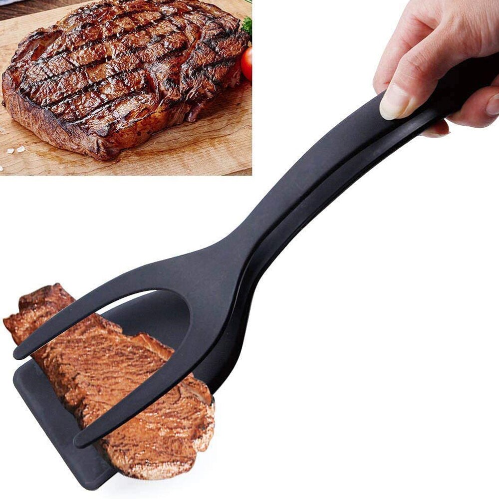 Non-stick 2 in 1 stegt æg spatel pandekage fransk toast omelet flipper spatel turner brød tang køkkenredskaber madlavningsværktøj