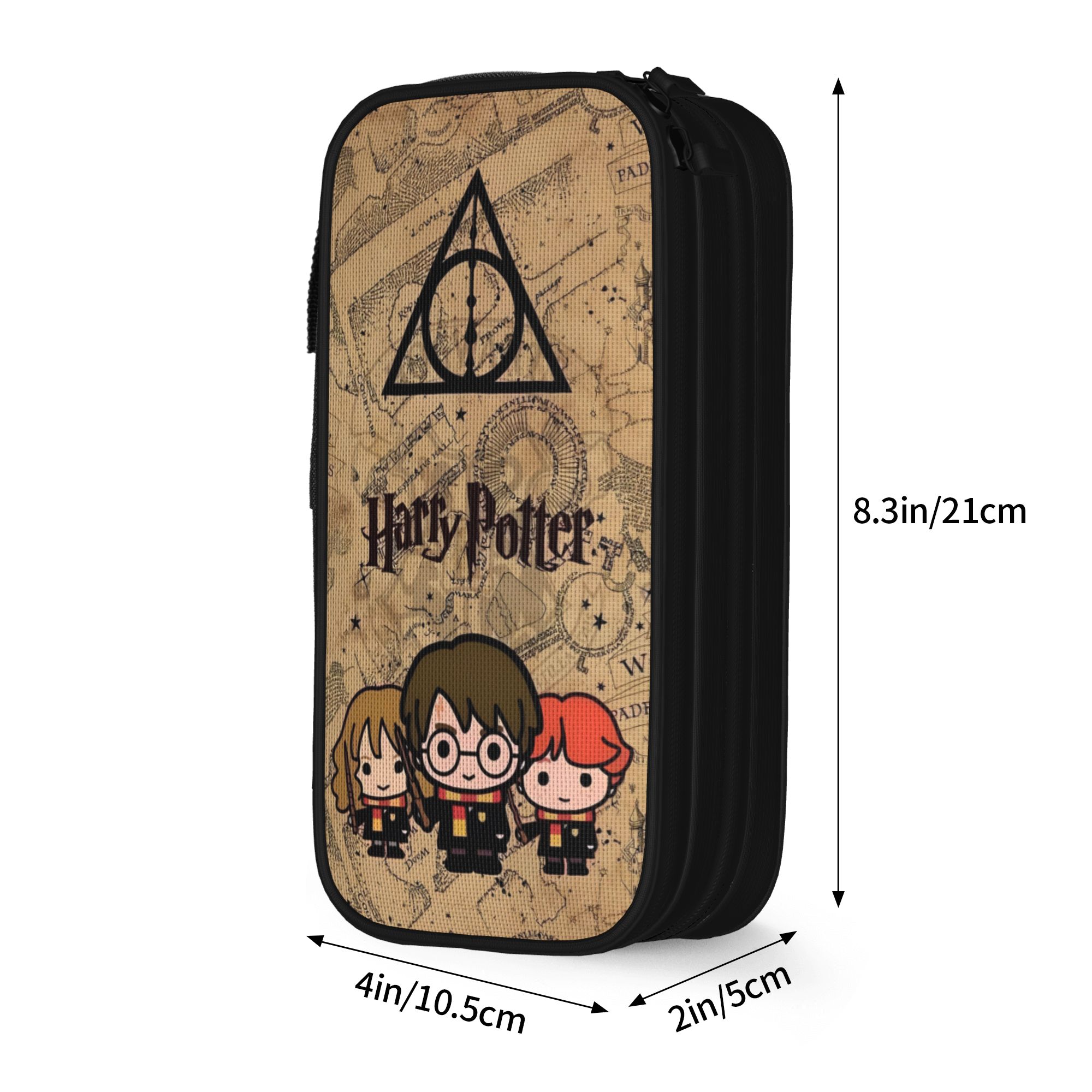 H-HP-P Harry Potter etui dubbele laag grote capaciteit schoolaccessoires pennenkoker: Beige
