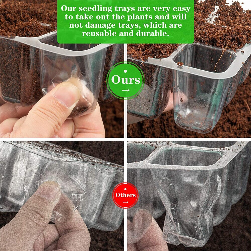 12 Holes Nursery Grow Box Plastic Seedling Starter Tray Extra Strength Seed Germination Plant Flower Pots Home Garden Tools