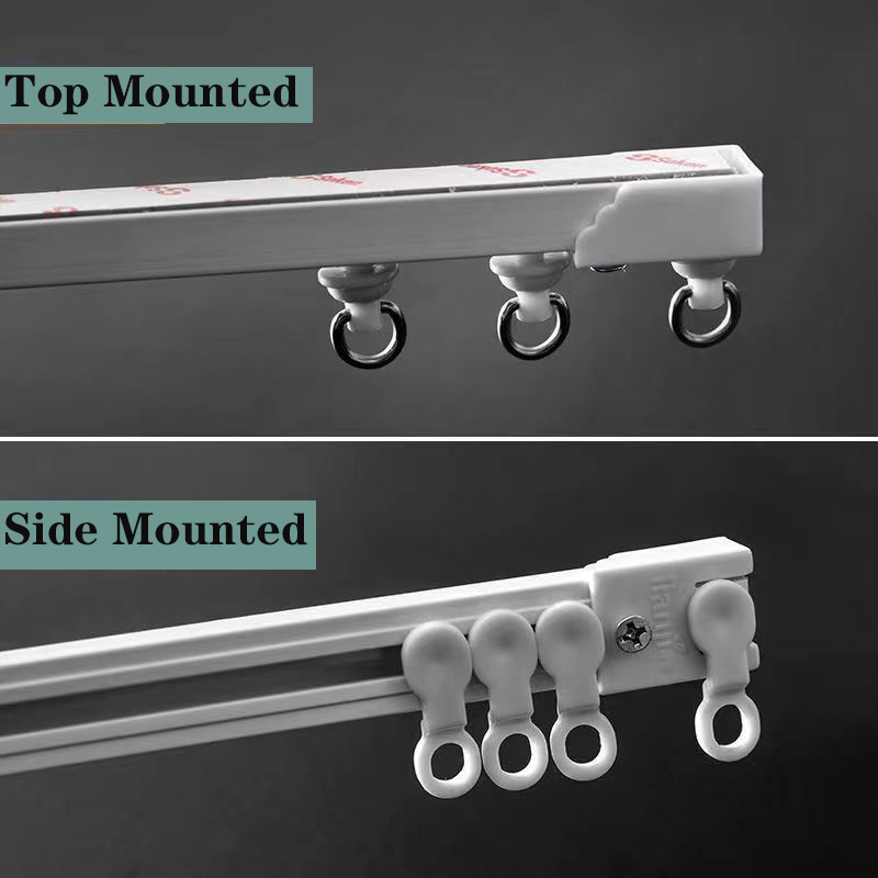 Starke selbstklebende Vorhangschiene ohne Stanzen, geräuschlose Nano-Gleitschiene, oben montiertes, seitlich montiertes Fensterdekor-Zubehör