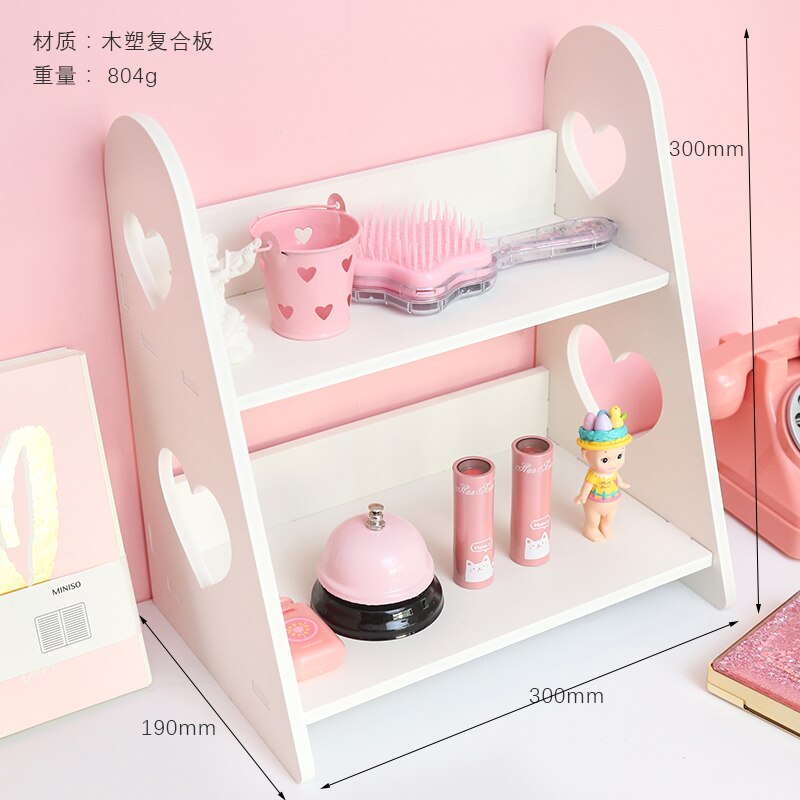White DIY desktop organizer shelf holder cosmetics and stationery holder double-deck desktop shelf