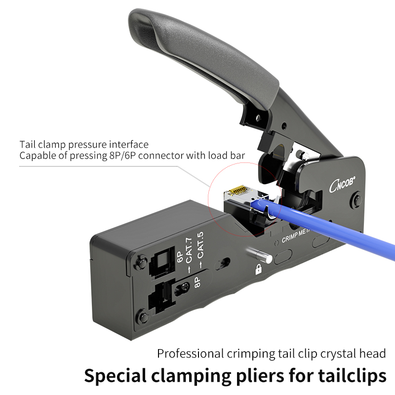 Pince à sertir connecteur RJ45 Cat7/Cat8, pince à câble Cat5e, Cat6, RJ11 6P, outil de sertissage de ligne téléphonique avec 10 têtes de cristal de queue