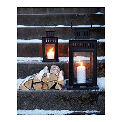 Lanterne à bougie Borrby noir mesure 28 cm convient pour une utilisation interne et externe