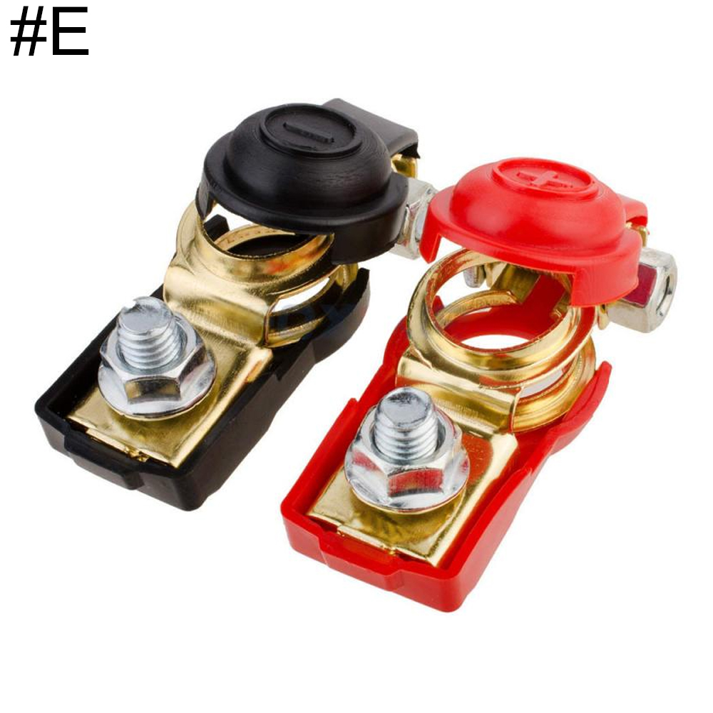 1Set Automotive Car Top Post Battery Terminals Wire Cable Clamp Terminal Connectors Kit Positive and Negative Car Accessories: Orange