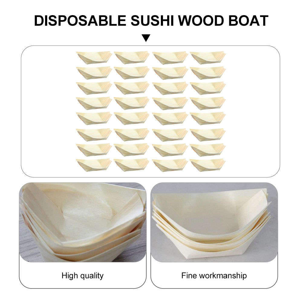 50Pcs Disposable Sushi Boat Sashimi Serving Dish Boat Shape Bowls Food Container