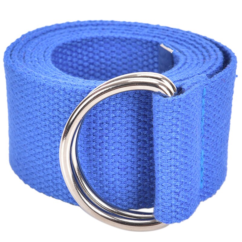 Unisex casual dobbel d-ringer nylon lerret striper spenne linning utendørs belter: Bl