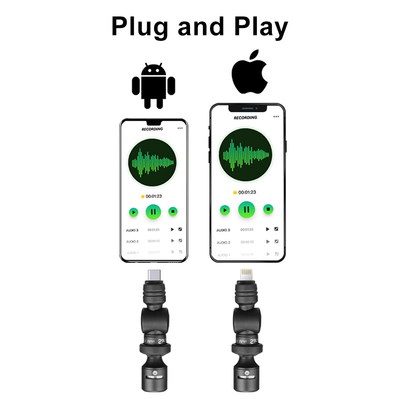 Saramonic smartmic di mini / uc mini mikrofon lyn / type c jack til iphone android smartphone taleopptak vlog mic