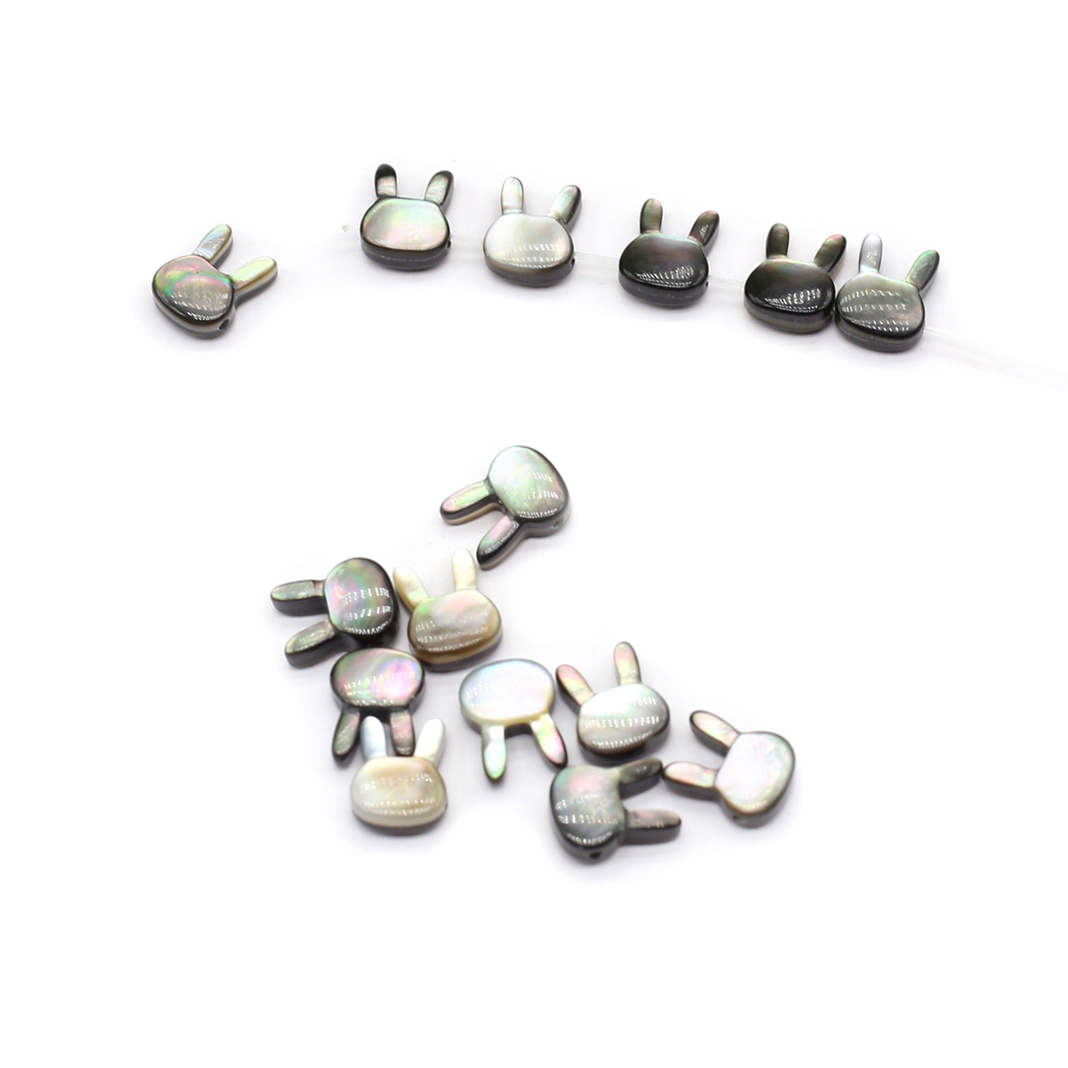 5 Stuks Natuurlijke Zee Schelp Kralen Konijn Hoofd Vorm Charmes Parelmoer Schelp Losse Kralen Voor Sieraden Maken Diy Oorbel Armbanden: Black / 7MM