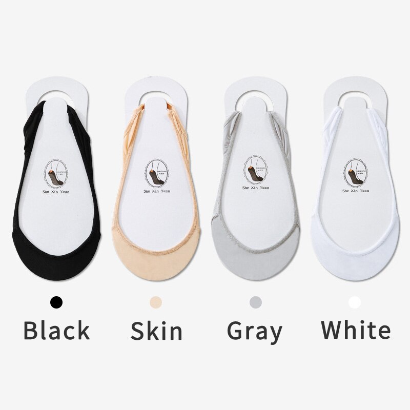 3 Pairs Invisible Boat Socks Women Summer Silicone Non-Slip Socks for High Heels Shoes Ice Silk Thin Half-Palm Suspender Sock
