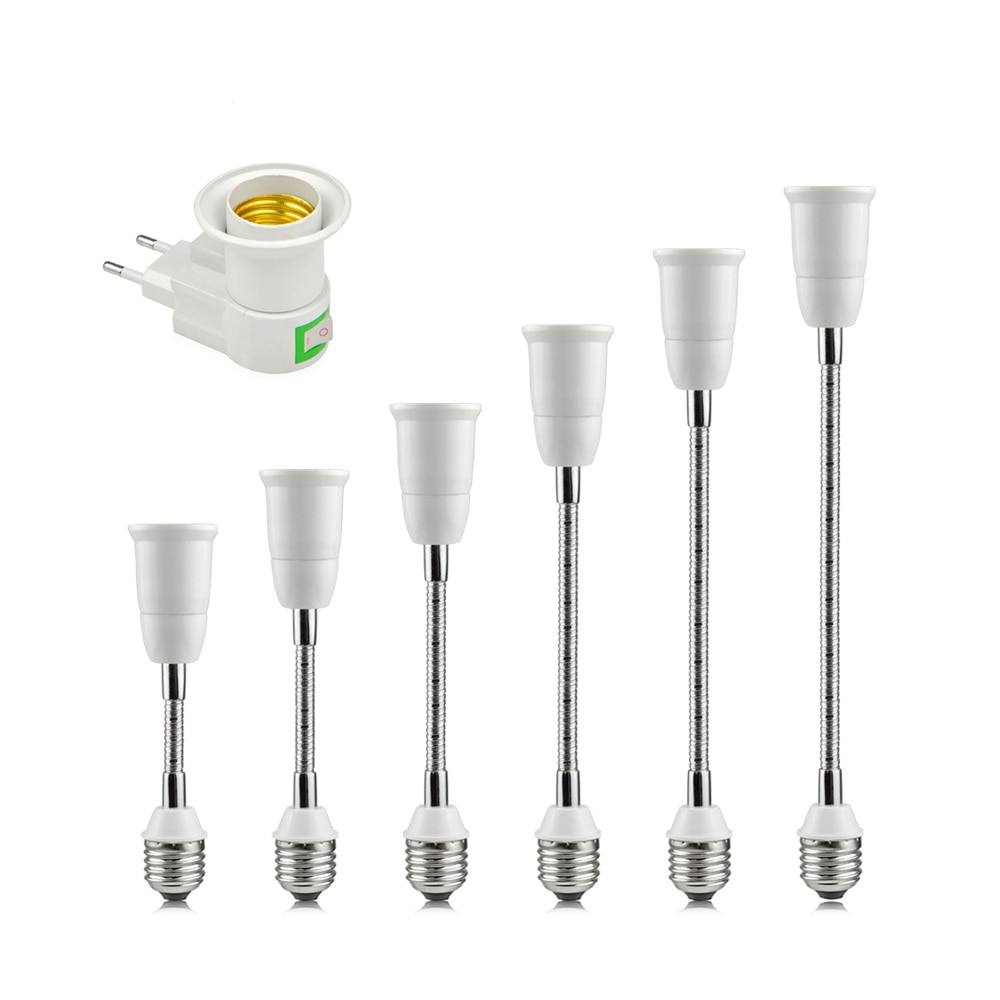E27 til e27 ledet lampe sokkel 16cm 20cm 30cm 35cm 50cm 60cm fleksibel skjøteledning  e27 fatninger pære montering belysning holder forlenger