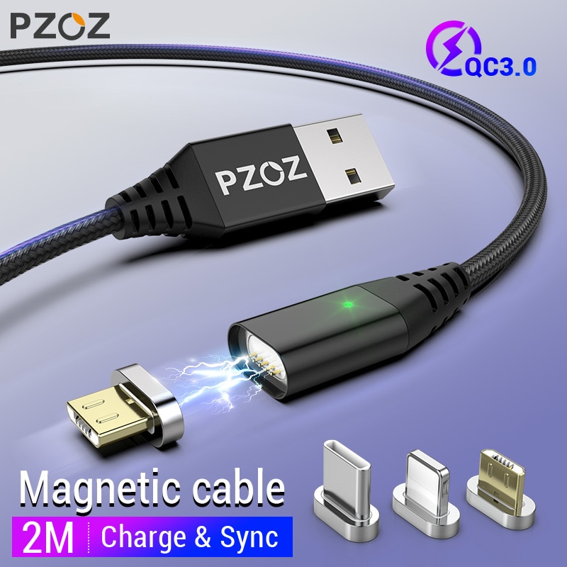 PZOZ Magnetic Cable 2M Type C Micro USB C Fast Charging Phone Microusb Type-C Magnet Charger usb c Charge cord for iphone xiaomi