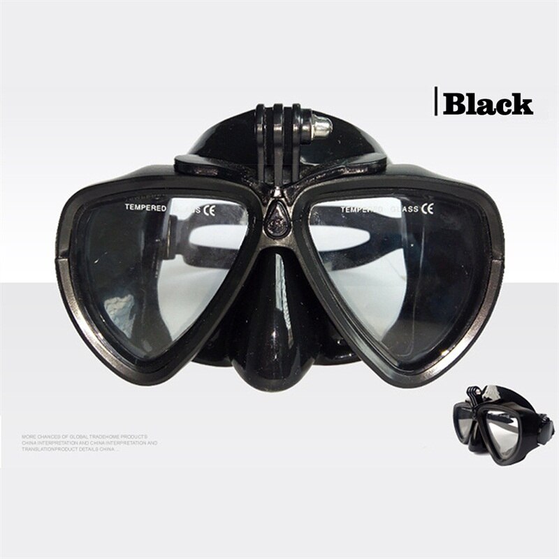 Duikbril Masker Sport Scuba Met Onderwater Camera Mount Gehard Glazen Masker Apparatuur HT15-0024: BLACK
