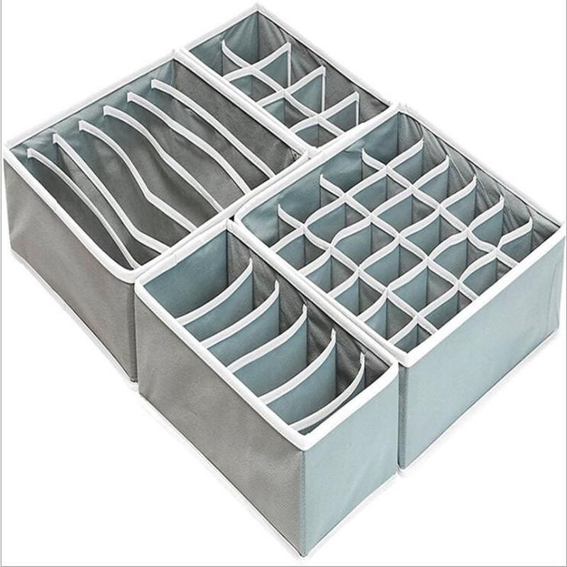 Niet Geweven Bamboe Houtskool Ondergoed Opbergdoos, Opvouwbare Verwijderbare Ondergoed Opbergdozen, Sok Lade Slips Organizer: Grey 4pcs set