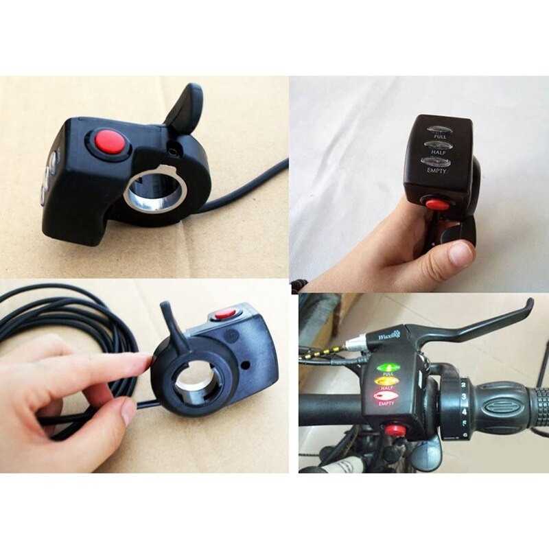 Speed Control Thumb Throttle for Scooter Ebike Electric Bicycle with on Off Button and Battery Power Indicator - 36V