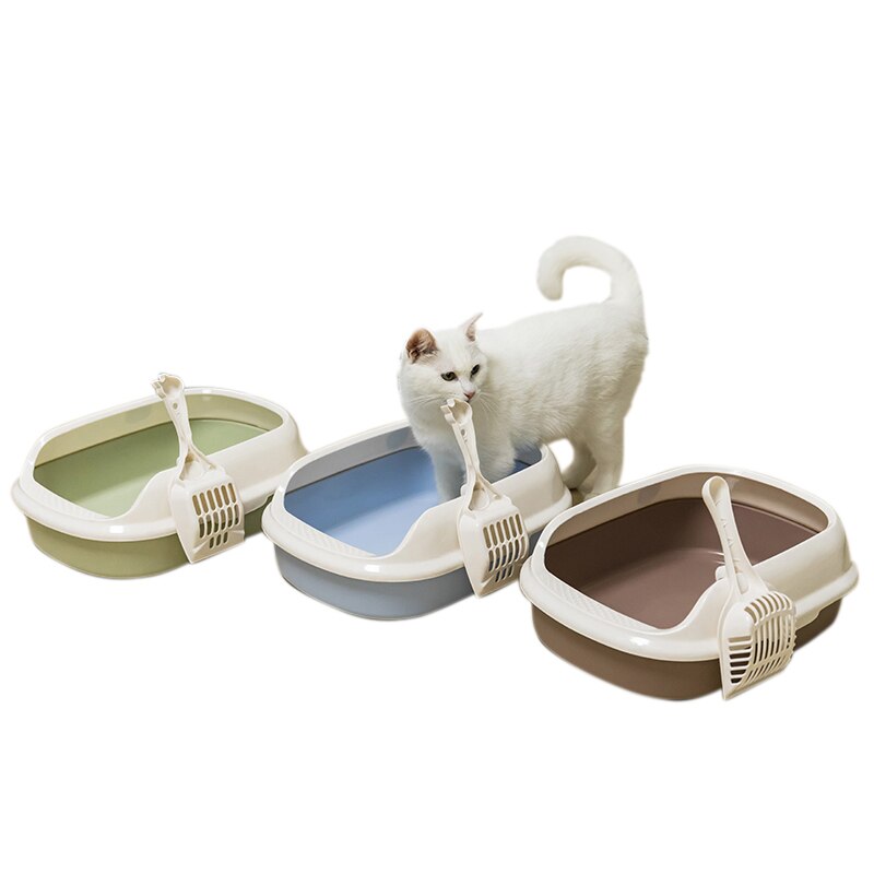 Cat Litter Box Cat Toilet 2or3Layer Pine Litter Bedpans Semi-Closed Anti-splashing Cat Pot Crystal Sand/bentonite/tofu available