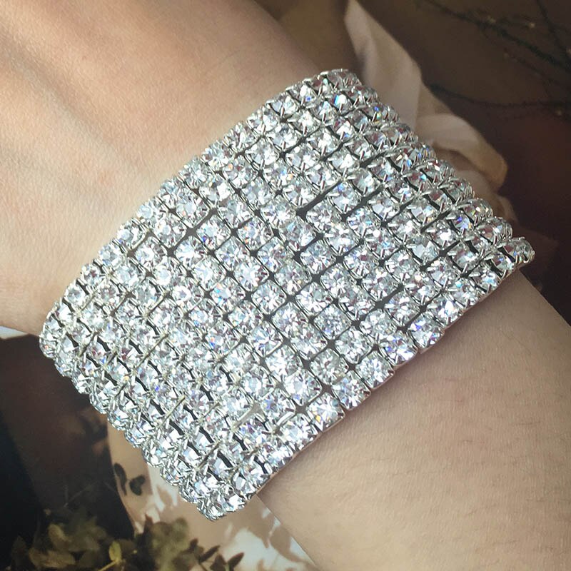 mehrere stile Kristall strecken Glanz Armbänder Für Frauen paar Girlsfriend Armreifen Hochzeit Braut: 10Reihe