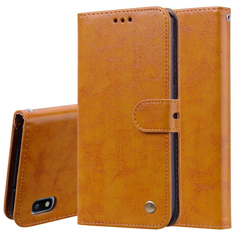 Luxury Leather Flip Case For Samsung Galaxy A10 Case Soft Silicone Wallet Stand Flip Phone Case For Funda Samsung A10 Case Coque: Yellow