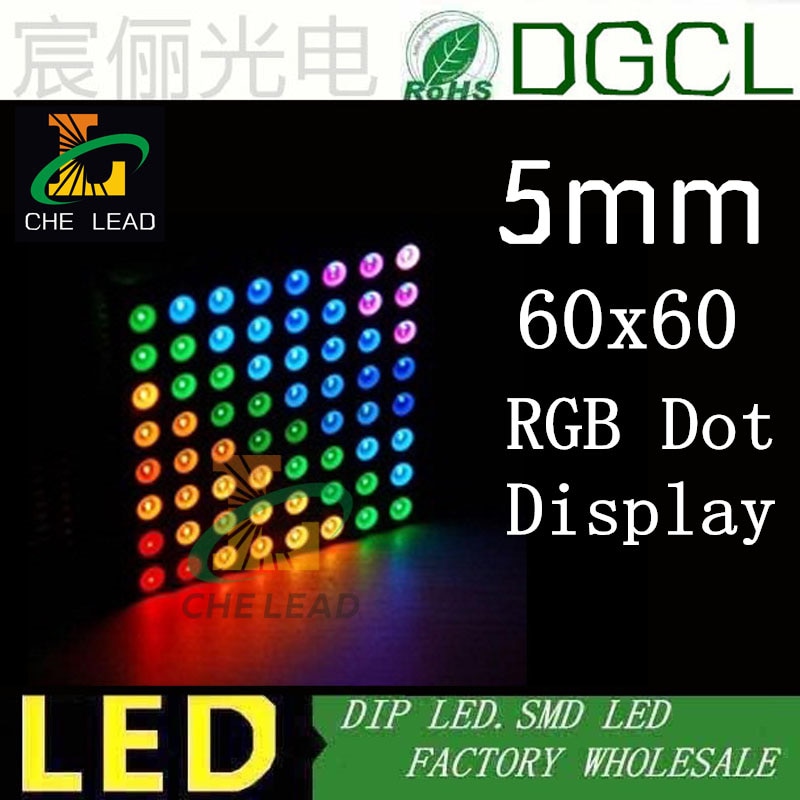 10pcs RGB 5mm 8x8 LED Dot Matrix Display Common ANODE semi-outdoor 60*60 Multi-color digital tube