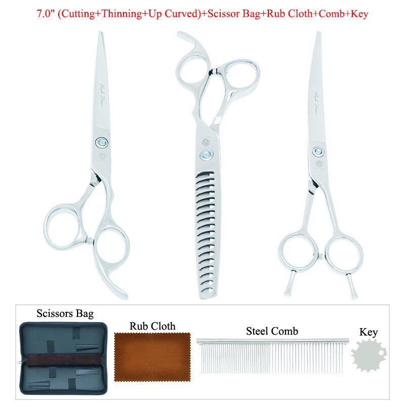 7 inch Purple Dragon Pet Scissors Japan Steel Dog Fur Cutting Thinning Shears Animal Curved Grooming Clipper Dog Supplies B0013B: B0013B-15-70