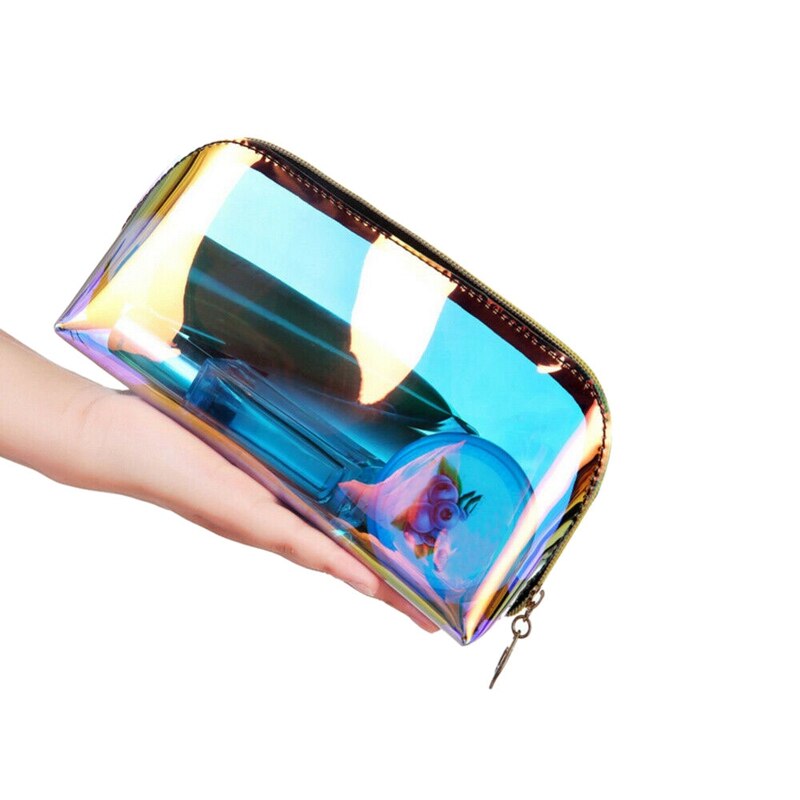 2Pcs Multifunctionele Make-Up Tas Iriserende Holografische Clear Cosmetische Tas Grote Reizen Opslag