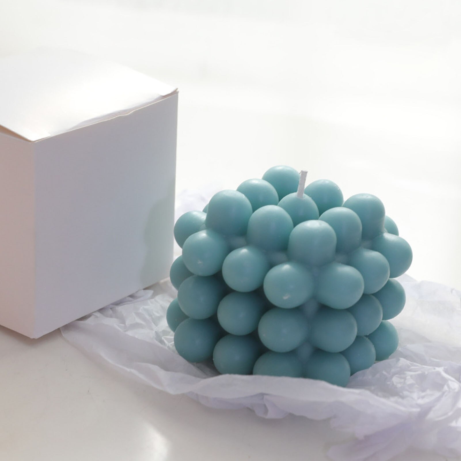 Cubo de burbujas para aromaterapia, vela de cera de soja sin humo, perfumada, redonda y , 250g