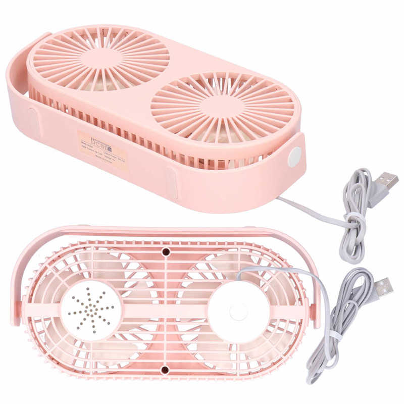Fan Small Fan Pink Double Head Desktop Fan USB Adjustable Mini Aromatherapy Fan for Home Office Home Supplies Desktop Fan