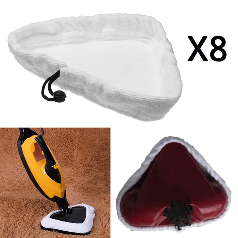 White Cleaning Pad Fiber Tools Steam Floor Steamer Cleaner 8Pcs Useful