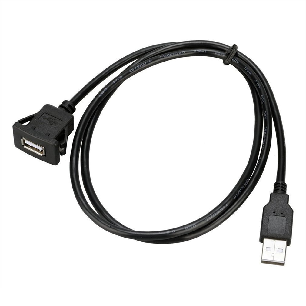 USB2.0 Flush Mount Cable 1M/2M Double/Single USB Port Extension Flush Dashboard Panel Mount Cable for Car Boat Motorcycle: Default Title