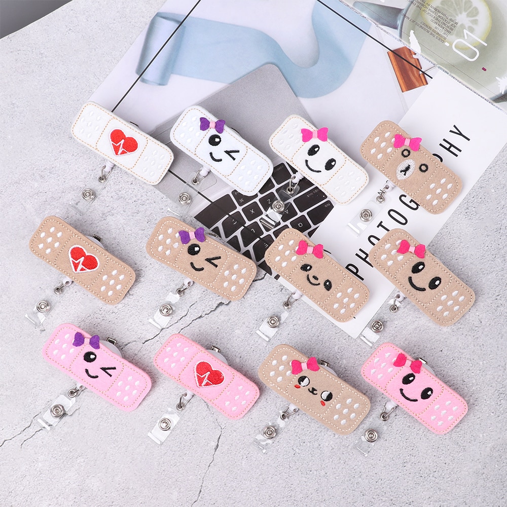 Bandage Stil Versenkbare Krankenschwester Tuch Abzeichen Reel Clip Nette Smiley Gesicht Studenten Ausweis Abzeichen Halter Anti- verloren Clip