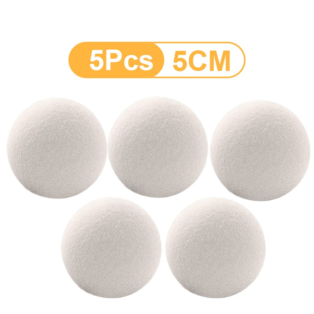 Herbruikbare Wol Droger Ballen Natuurlijke Stof Wasserij Bal 3/4/5Cm Thuis Wassen Ballen Wasmachine Accessoires wasdroger Tool: 5 Pcs 5cm