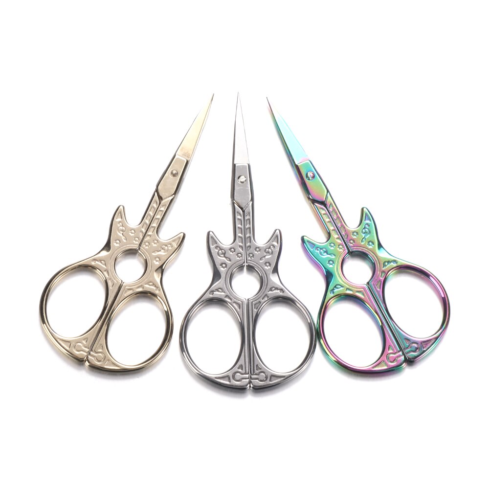 1Pcs Vintage Gitaar Vorm Borduren Tailor Naaien Schaar Antieke Fijne Steek Stof Cutter Trim Shear Kantoorbenodigdheden Tool