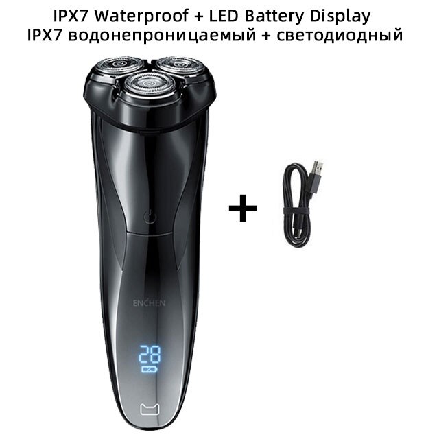 Rasoir électrique Enchen rasoir homme 3 lames lavable type-c tondeuse à barbe Rechargeable machine de découpe rasoir électrique Portable: Blackstone 3