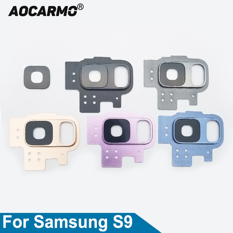 Aocarmo Achter Back Camera Lens Glas Cover Met Metalen Ring Frame Lijm Voor Samsung Galaxy S9 G9600 Vervanging